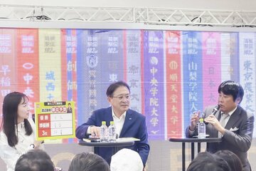 トークショーに登場した瀬古利彦氏(中)、渡辺康幸氏(右)