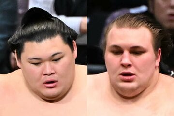 優勝争いで重要となる一番を戦った大の里(左)と安青錦だったが…