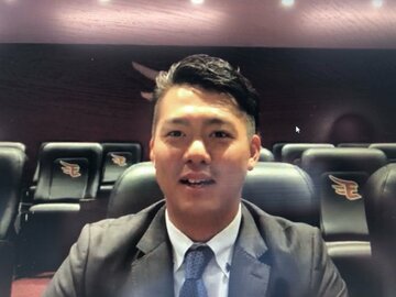  オンラインで入団会見を行った田中貴也