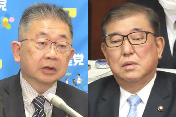 小池晃氏（左）と石破茂氏