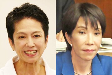 立憲民主党の蓮舫氏(左)と、高市早苗首相