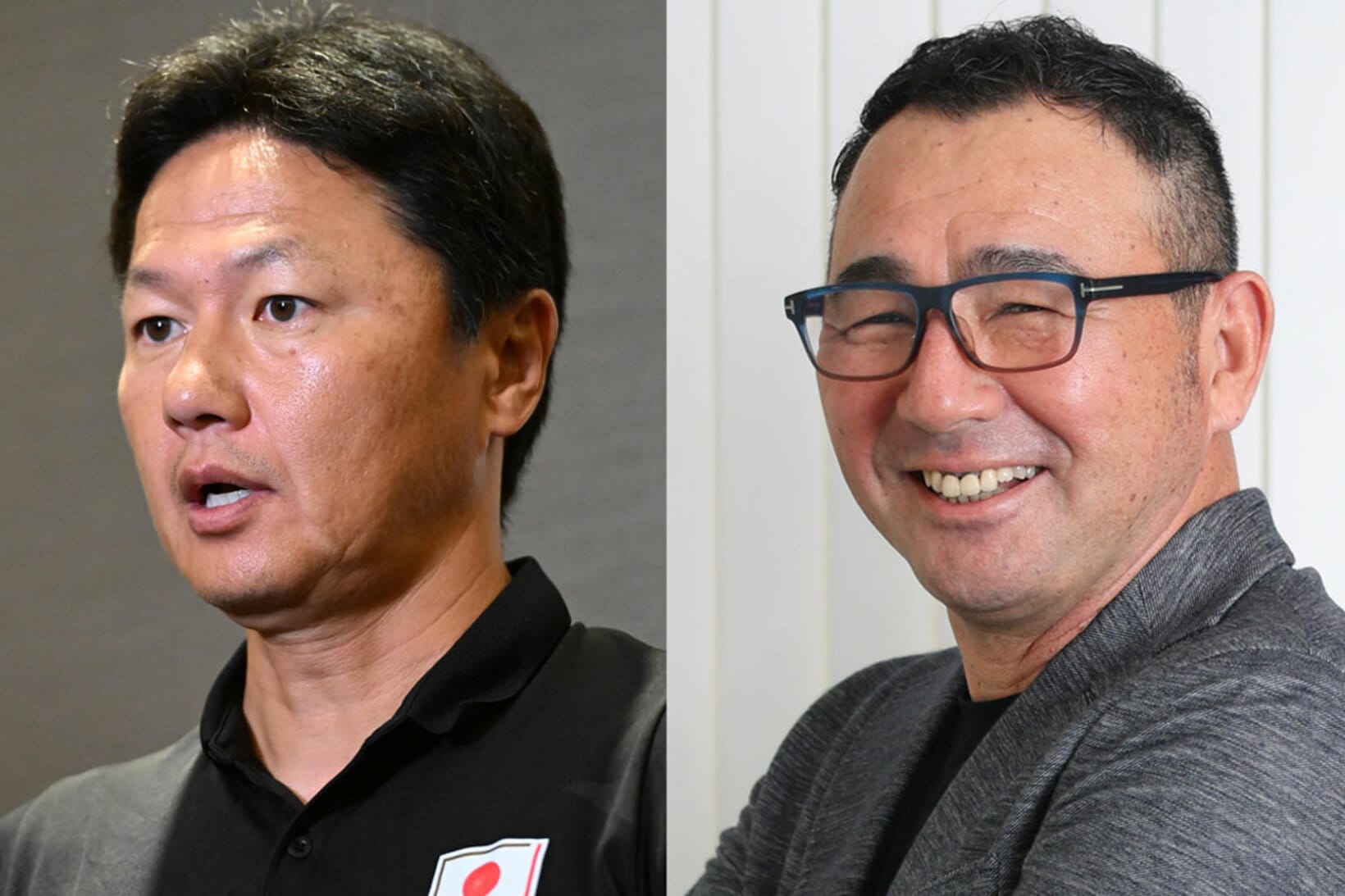 Uー21日本代表の大岩剛監督（左）と長谷川健太氏