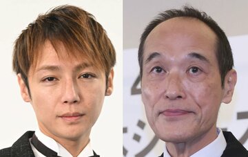 逮捕された西本容疑者（左）と東国原氏