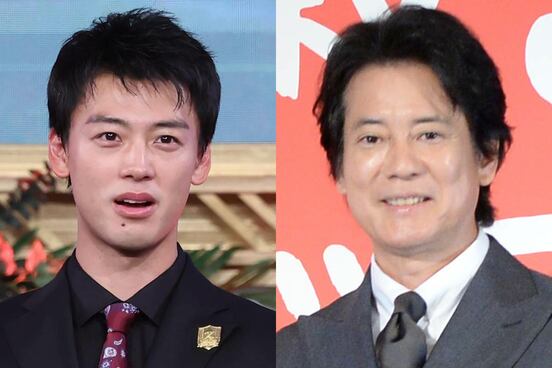 竹内涼真（左）と唐沢寿明