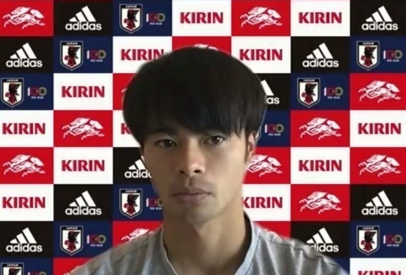  オンラインで取材に対応した三笘