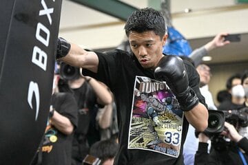 公開練習を行った中谷潤人