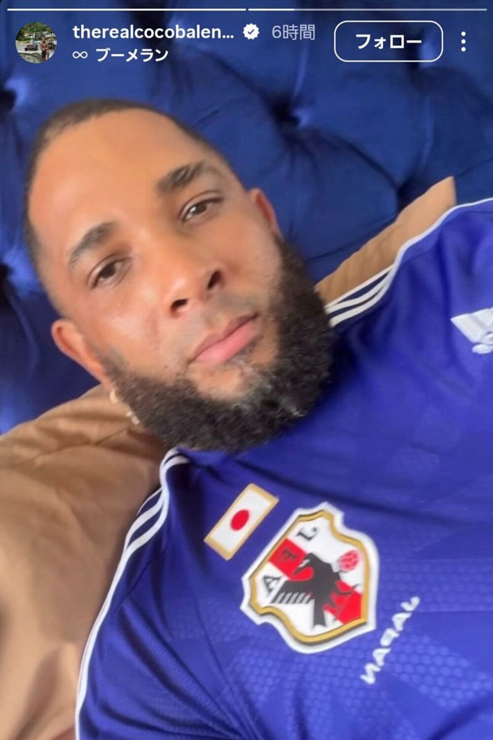 バレンティンの日本代表ユニフォーム姿(インスタグラムより)