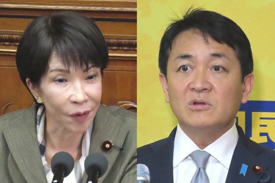 高市早苗首相（左）と玉木雄一郎氏
