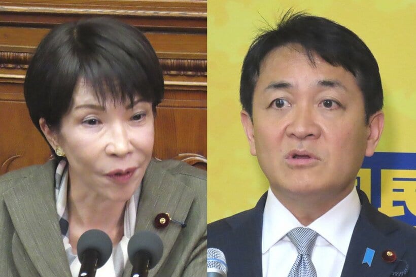 高市早苗首相（左）と玉木雄一郎氏
