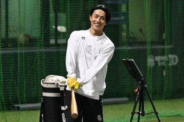 チームに合流したソフトバンク・周東