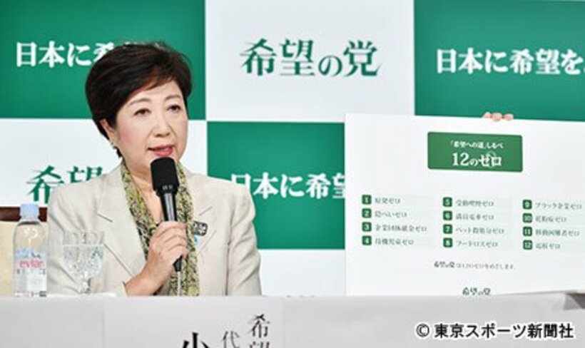  １２のゼロを掲げた小池氏