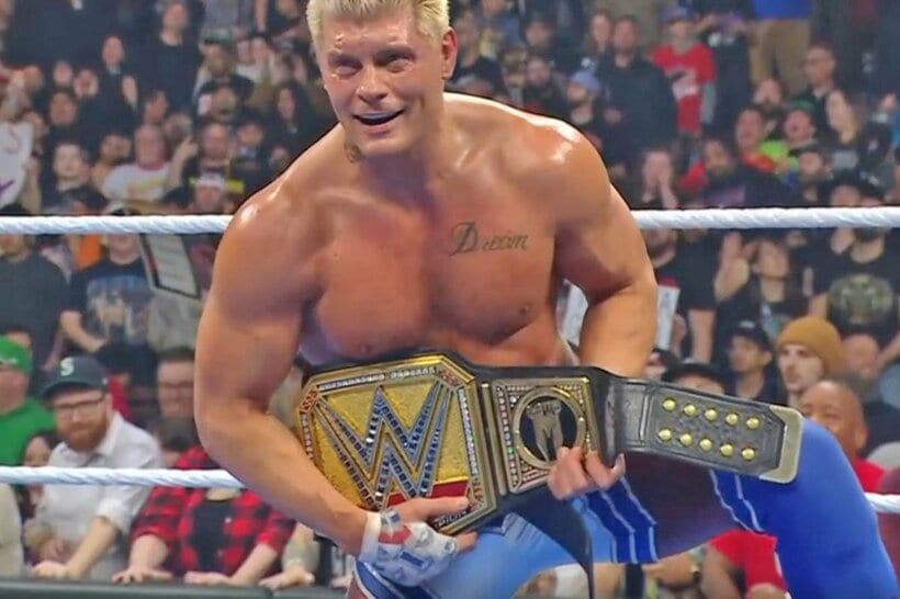 統一WWE王座を奪回したコーディ・ローデス（©AbemaTV, Inc.）