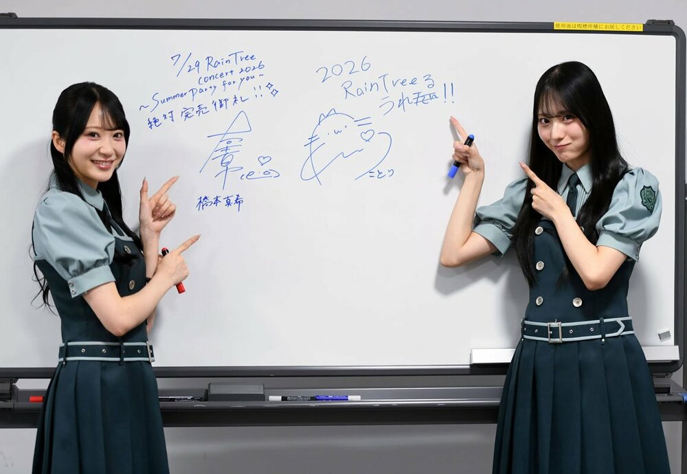 今年の目標を書く橋本真希(左)と綾瀬ことり