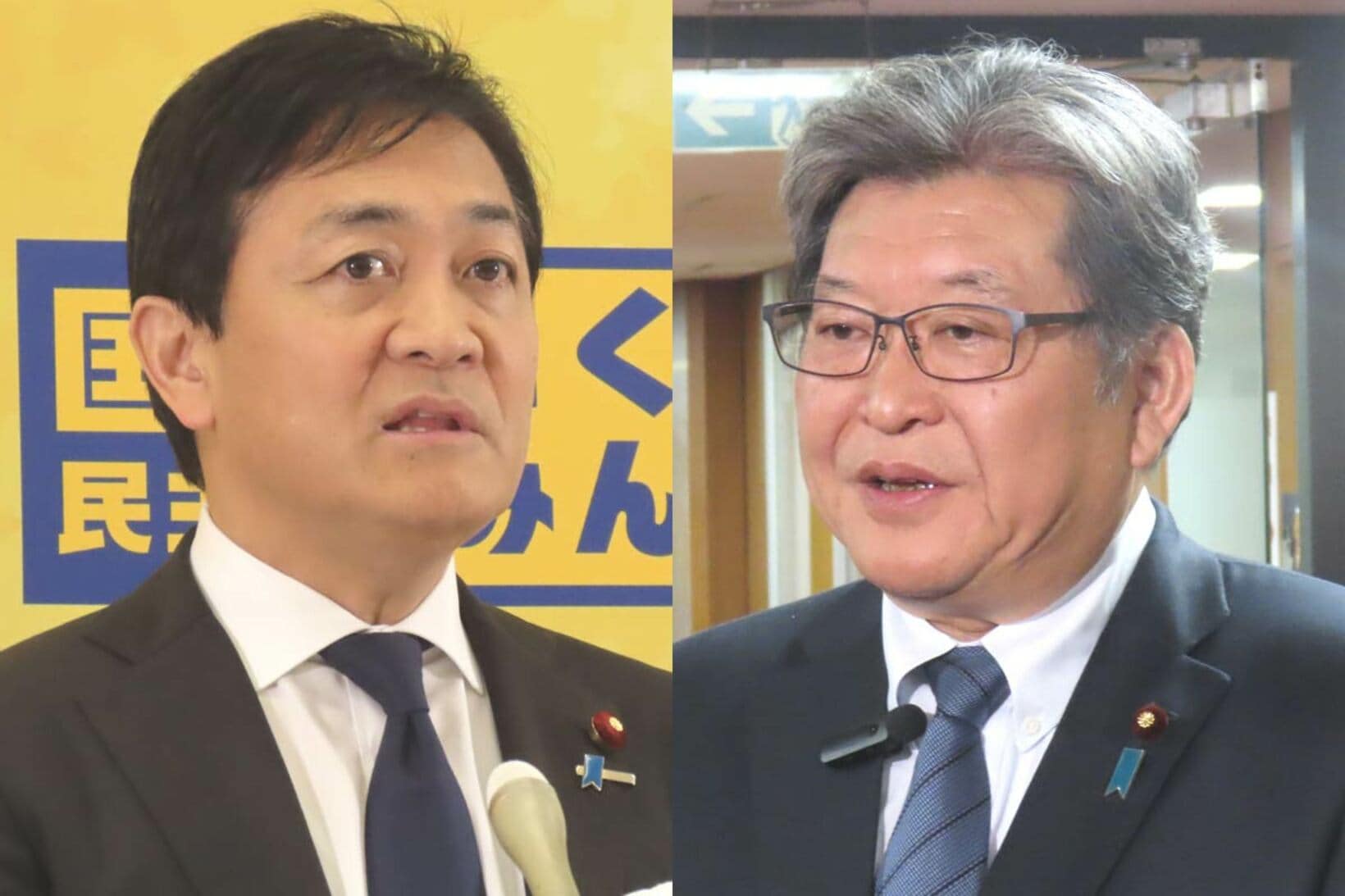玉木雄一郎氏（左）と萩生田光一氏