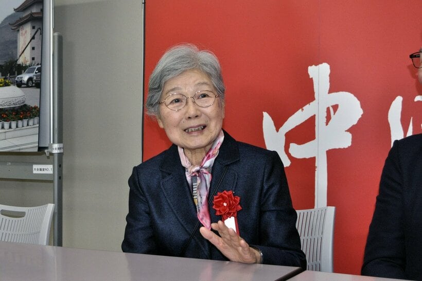 日中国際交流卓球大会にゲスト参加した松崎キミ代さん