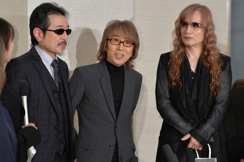 谷村新司さんお別れの会に出席したTHE-ALFEE（左から桜井賢、坂崎幸之助、高見沢俊彦）