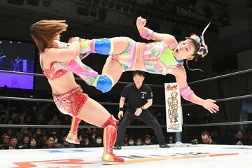 Sareeeにキックを叩き込むフワちゃん