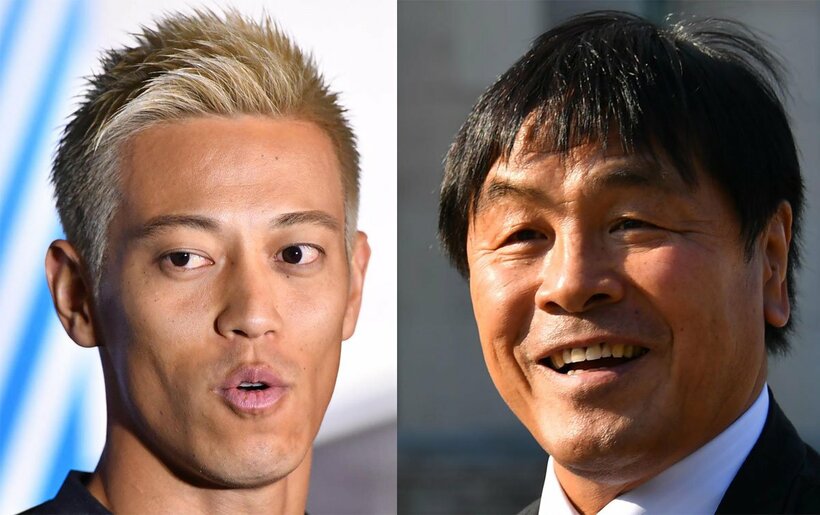  本田圭佑（左）と馳浩知事（東スポWeb）