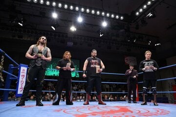 タロース、真霜拳號、斉藤レイ、潮崎豪によるトーナメント出場者決定戦が行われた（提供。全日本プロレス）