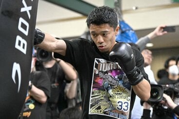 公開練習を行う中谷潤人