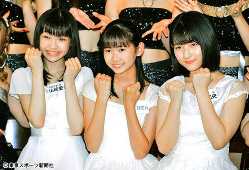  モー娘の新メンバーとなった（左から）山﨑愛生、岡村ほまれ、北川莉央