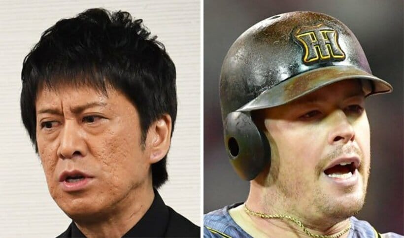  ブラックマヨネーズ・吉田(左)と阪神・ボーア