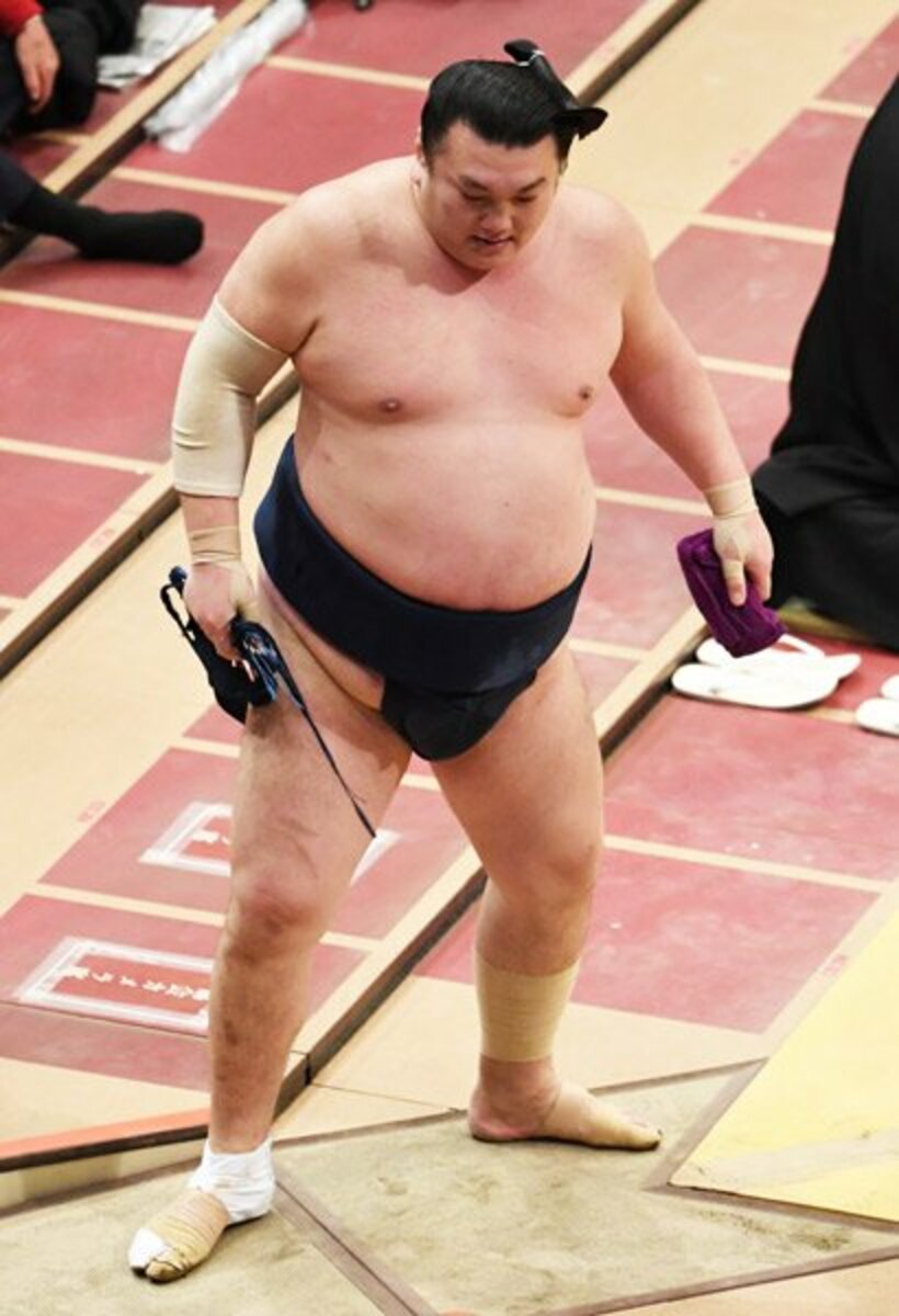  １４日目に寄り切りで大翔鵬に敗れた勢