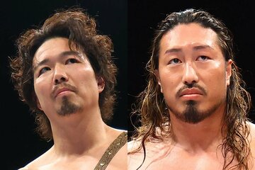 IWGP王者の辻陽太(右)への挑戦が決まったジェイク・リー(左)