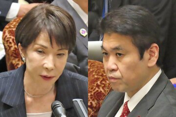 衆院解散で予算案成立に遅れをもたらした高市首相(左)と、不倫スキャンダルで渦中の松本洋平文科相