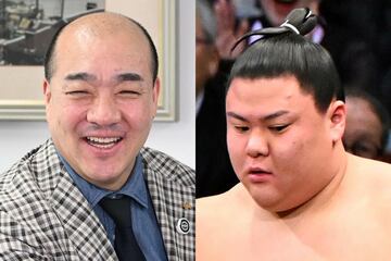 西村誠司社長（左）と義ノ富士