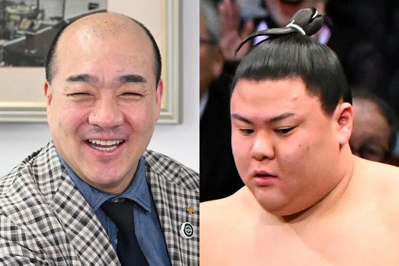 西村誠司社長（左）と義ノ富士