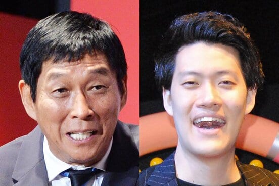 明石家さんま(左)と霜降り明星・粗品