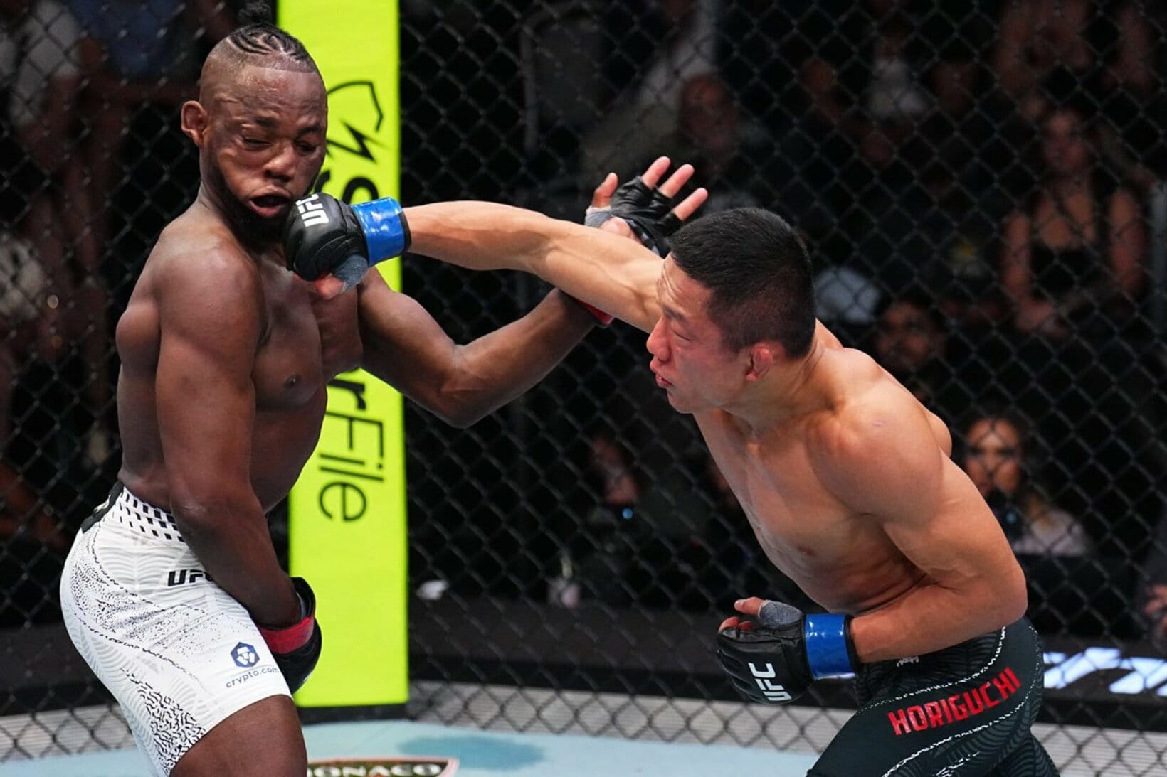マネル・ケイプ(左)にパンチをヒットさせた堀口恭司(c)Zuffa LLC/UFC