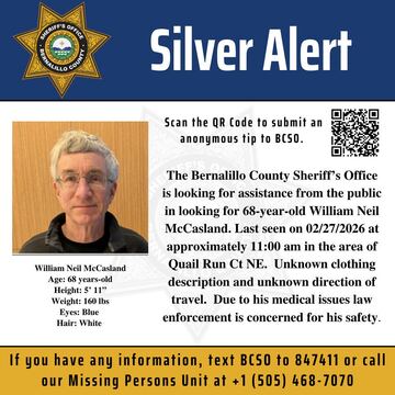 行方不明のウィリアム・ニール・マッカスランドさん（ベルナリオ郡保安官事務所のフェイスブックから）