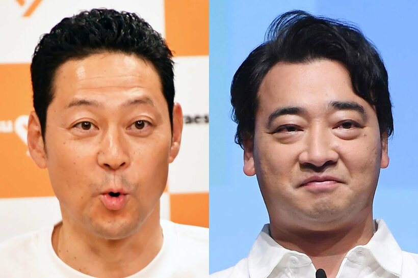 東野幸治(左)と元ジャングルポケットの斉藤慎二