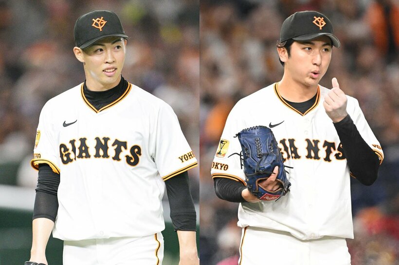 来季のローテ定着が期待される巨人・森田駿哉(左)と横川凱