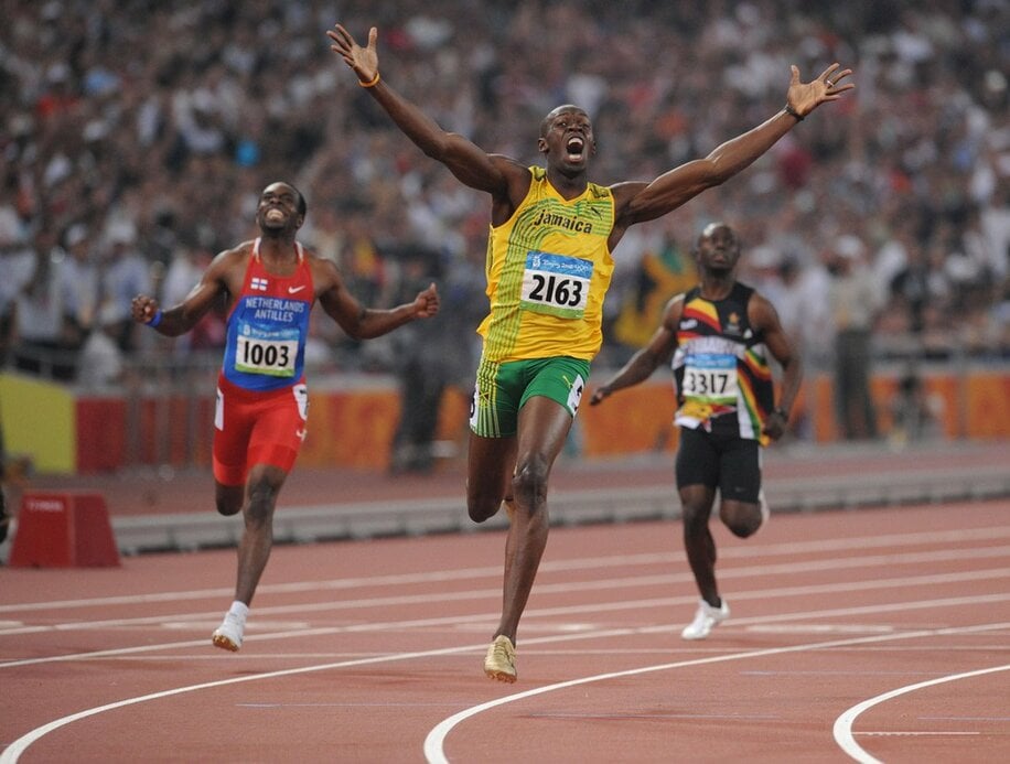  北京五輪の陸上男子２００メートル決勝で優勝したウサイン・ボルト(２００８年８月２０日、東スポWeb)