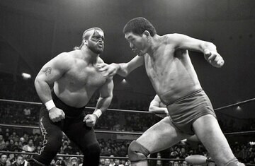  全日参戦時にはＧ馬場（右）とも激闘をみせたアニマルさん