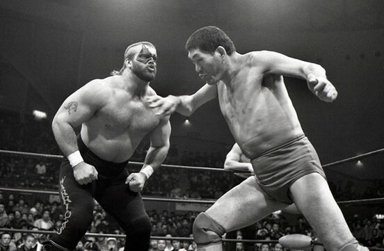  全日参戦時にはＧ馬場（右）とも激闘をみせたアニマルさん