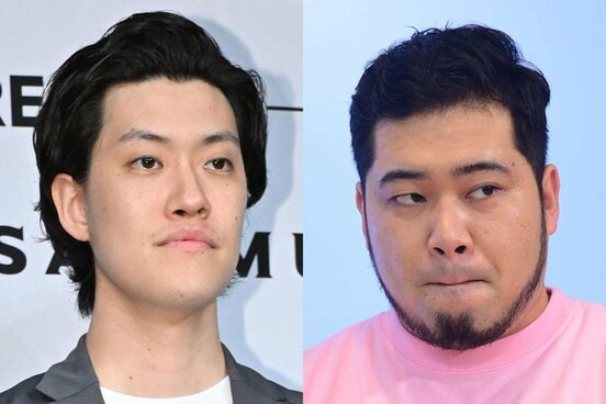 霜降り明星・粗品(左)と、令和ロマン・松井ケムリ