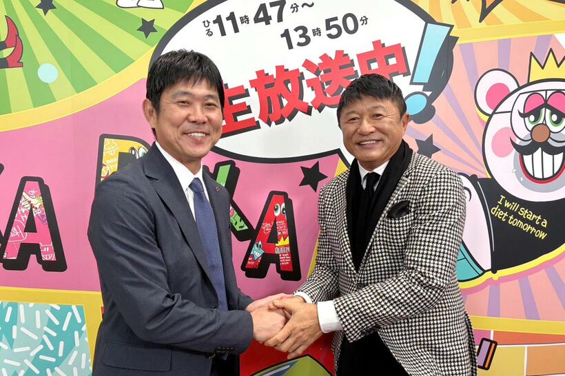森保一監督（左）と武田修宏氏（武田修宏氏のブログから）