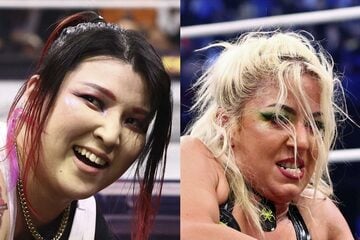 志田光（左）とテクラ（©All Elite Wrestling）