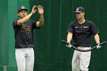 交流戦でも主砲・佐藤輝明(右)とともに活躍が期待される阪神のドラフト１位・立石正広