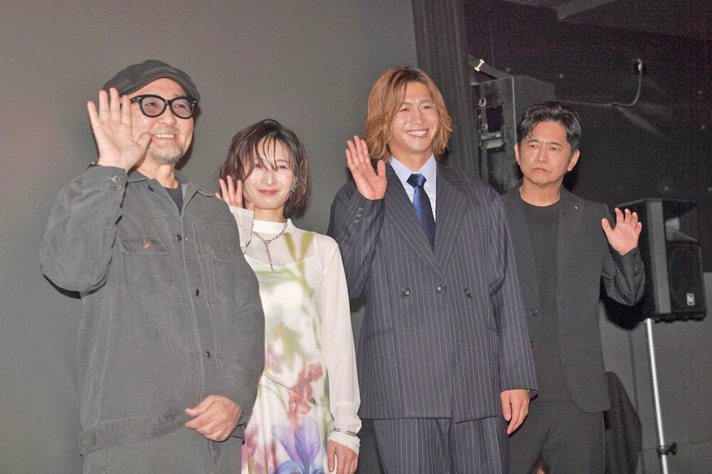 「ピリオド」先行プレミア上映会(左から)宮野ケイジ、武田梨奈、瀬口黎弥、萩原聖人