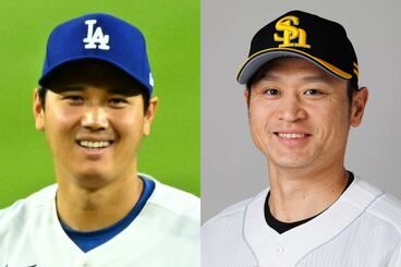 大谷翔平（左）との対戦を振り返った中田賢一投手コーチ