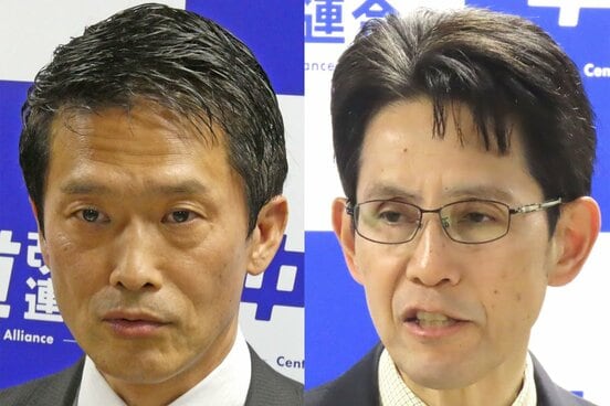 中道の代表選に立候補した小川淳也氏(左)と階猛氏