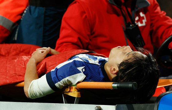 1月の試合で負傷した久保建英(ロイター)