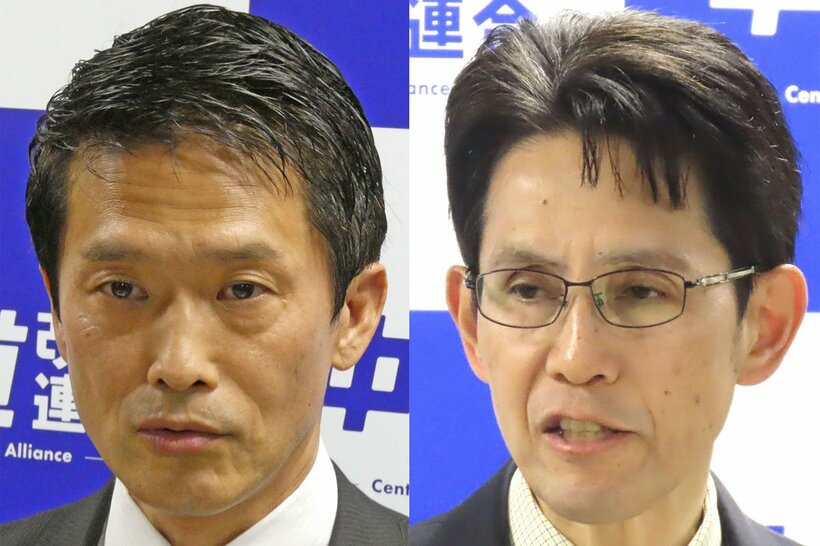 中道の代表選に立候補した小川淳也氏（左）と階猛氏