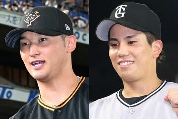 登録抹消された吉川尚輝（左）と門脇誠