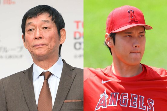 明石家さんま(左)とエンゼルス・大谷翔平